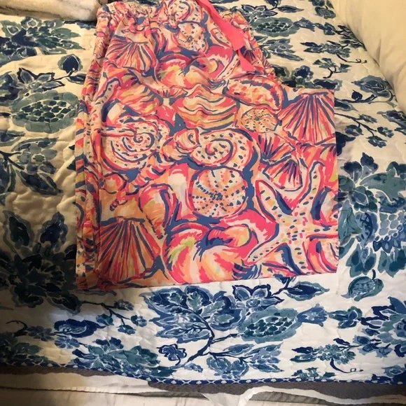 Lily Pultizer 100 % Cotton Floral Drawstring Lounge Or Sleep Pants EUC - Picture 5 of 7